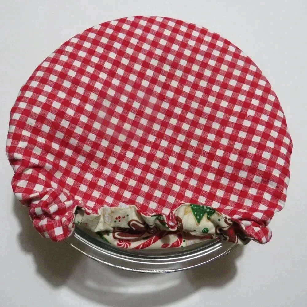 Kitchenaid Bowl Cover, Reversible Christmas Cookies and Red Gingham